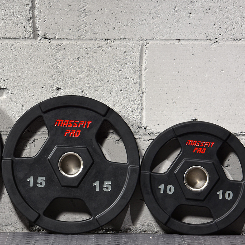 马西三孔悍马包胶举重孔径杠铃片