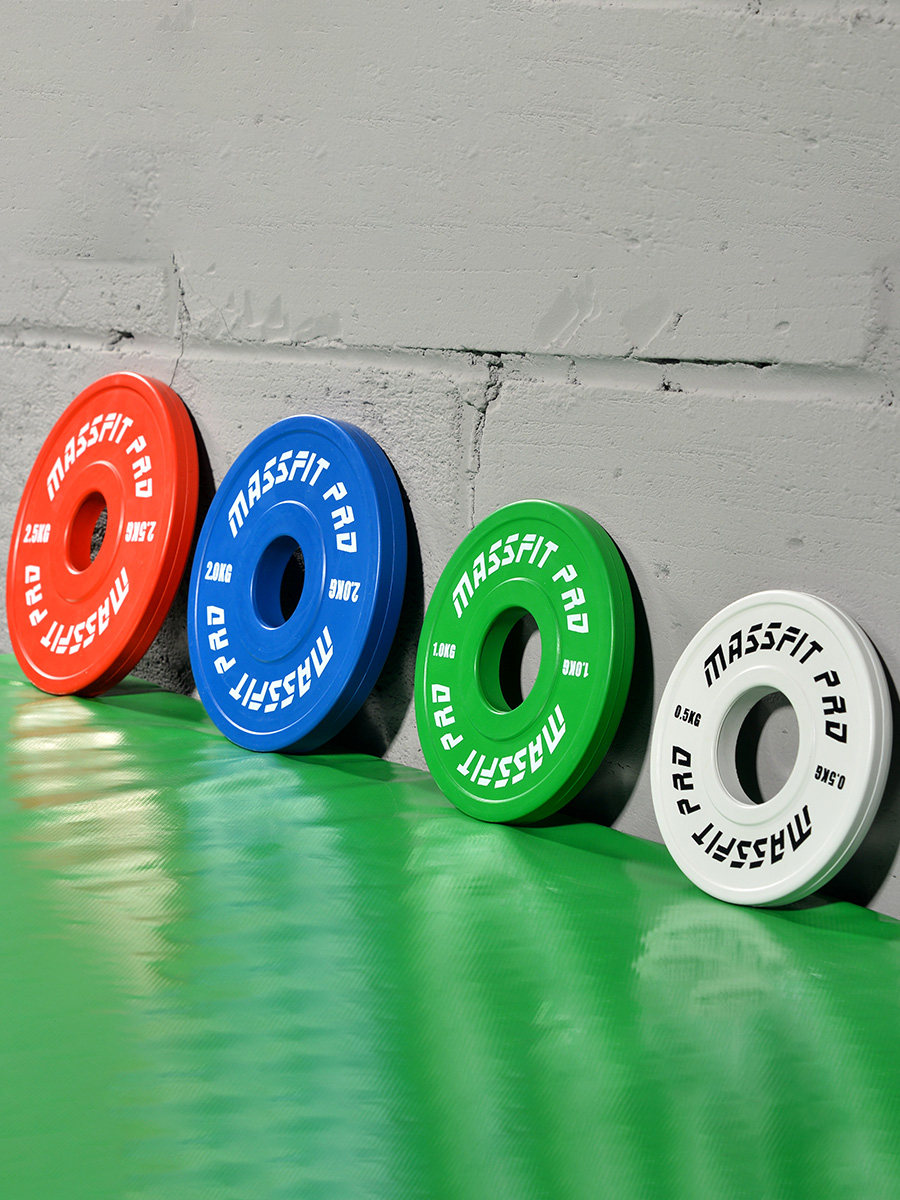 马西彩色包胶配重片举重深蹲卧推力量举杠铃小重量调节片训练片