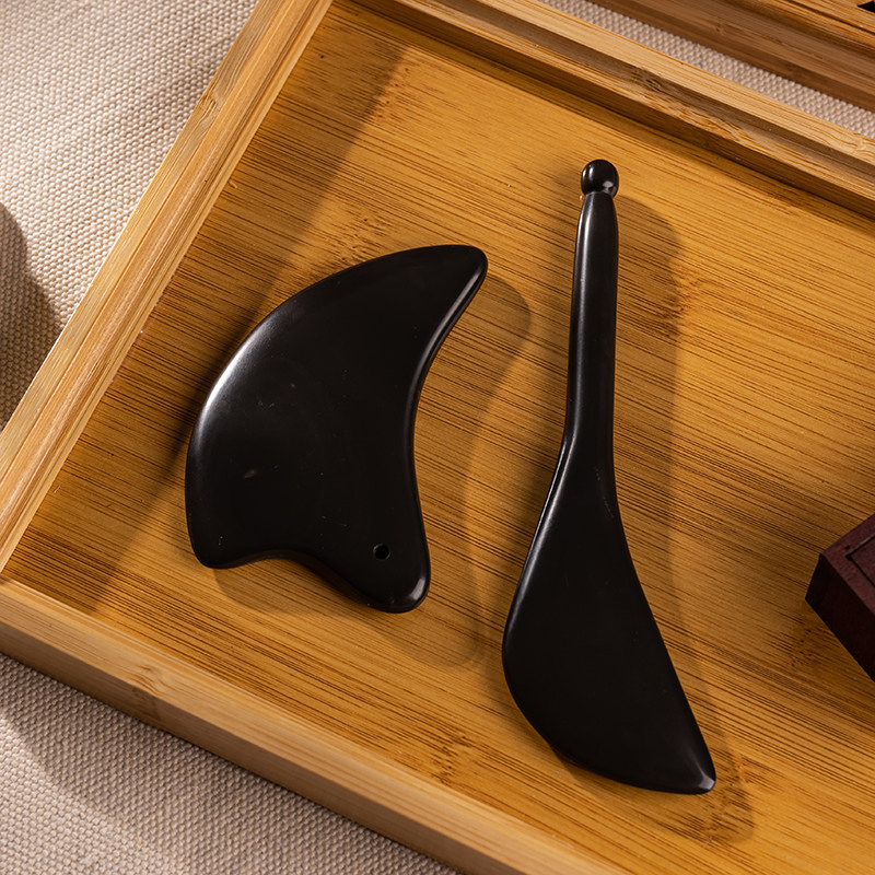 天然泗滨玄黄砭石刮痧板面部提拉紧致美容神器脸背全身通用拨筋棒