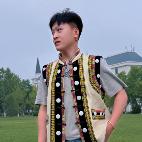玛洛洼吉同款傈僳族男士马褂 私人高端定制 傈僳族服装批发正品
