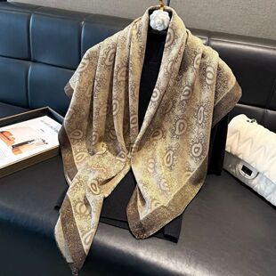 【金丝银线】秋冬新款国风提花打方巾气质百搭复古时尚围巾披肩女