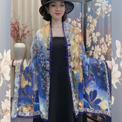 春夏剪花提花中国风女防晒披肩