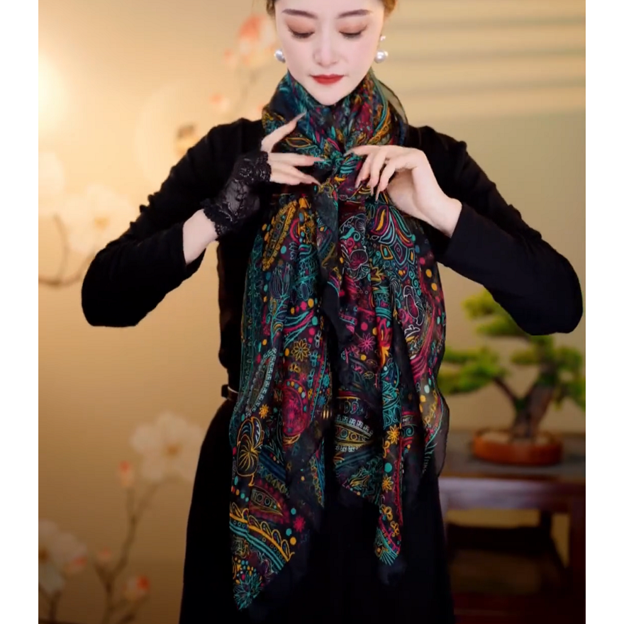 波西米亚高档气质民族风百搭时尚丝巾披肩优柔纱围巾防晒沙滩巾女