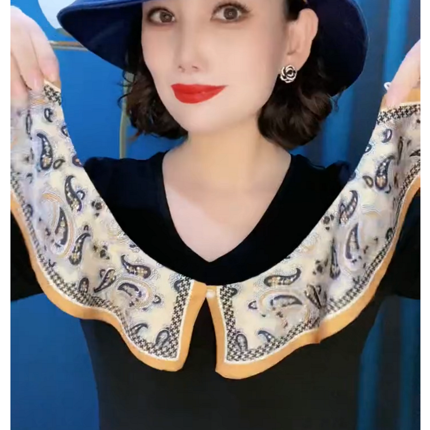 新款百变丝巾多功能时尚假领子缎面护颈围脖薄款印花洋气网红同款
