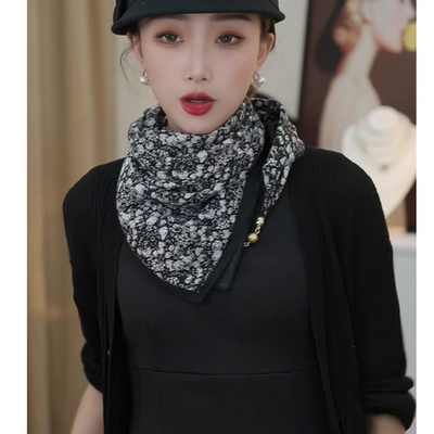 文艺手工磁吸扣秋冬方巾