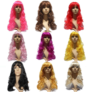 大波浪假发道具直播表演搞笑搞怪头套儿童幼儿园演出彩色公主卷发