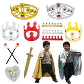 儿童表演服装 道具表演公主皇冠国王斗篷佩剑套装 万圣节王子披风