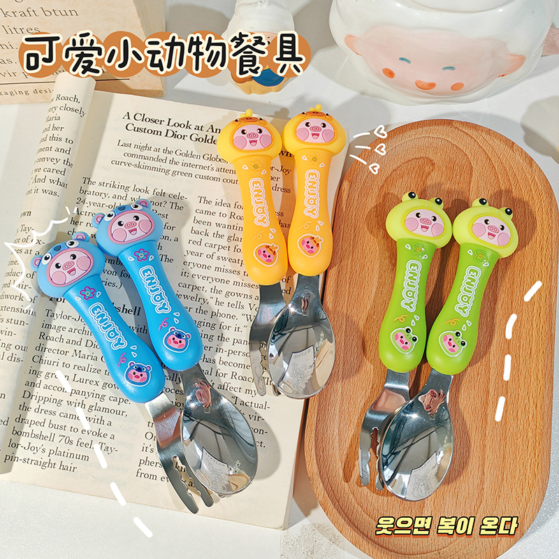 不銹鋼食品級兒童餐具勺叉套裝寶