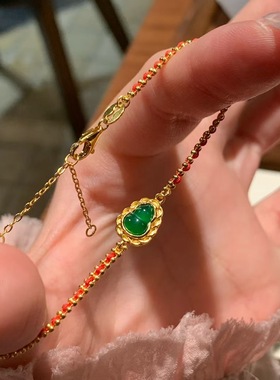 天然翡翠本命年马年招财红手绳女