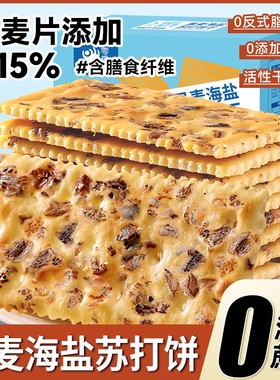 千丝黑麦海盐苏打饼干整箱早餐无蔗糖零食品网红休闲解馋小吃