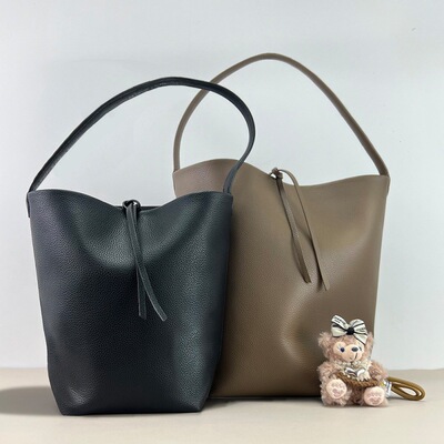 真皮The*Row水桶包荔枝纹大容量高级感女包小众轻奢时尚单肩包