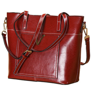 2025夏季新款都市简约箱包皮具纯色托特包真皮复古女士斜挎包