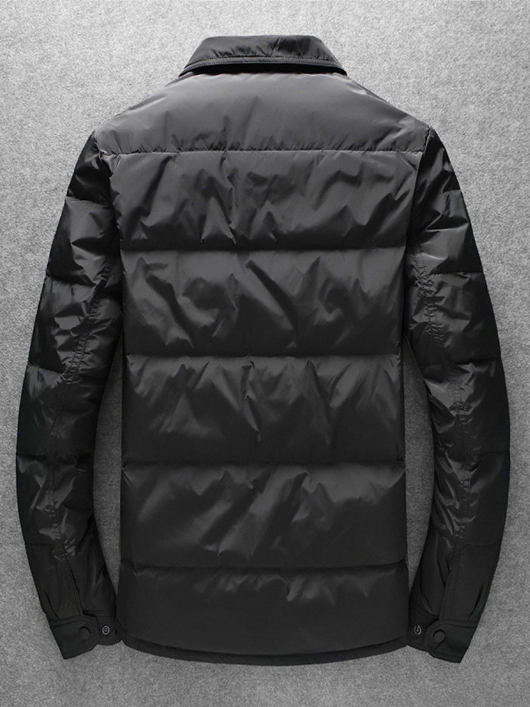 2024 WINTER NEW SHIRT COLLAR DOWN JACKET MENS KOREAN VERSION OF WARM CASUAL WHITE DUCK DOWN LIGHT AND LIGHT PLUS-SIZE JACKET TIDE