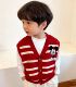 日系潮牌小熊针织背心开衫 儿童毛衣2026秋冬季 男女童条纹马甲童装