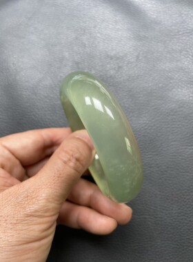 55-56内径天然正品陕西西安蓝田蛇纹石玉手镯 蓝田玉姜花玉镯子
