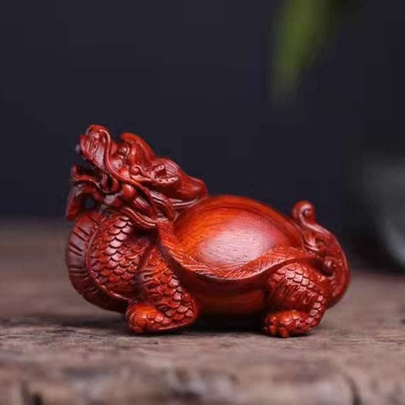 紫檀木龙龟手把件文玩汽车摆件男士茶宠随身木把玩手件