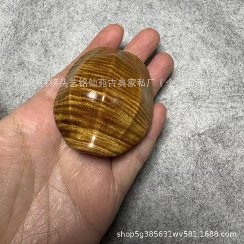 金丝楠木波纹龟壳手把件富甲天下工艺品摆件文玩新款