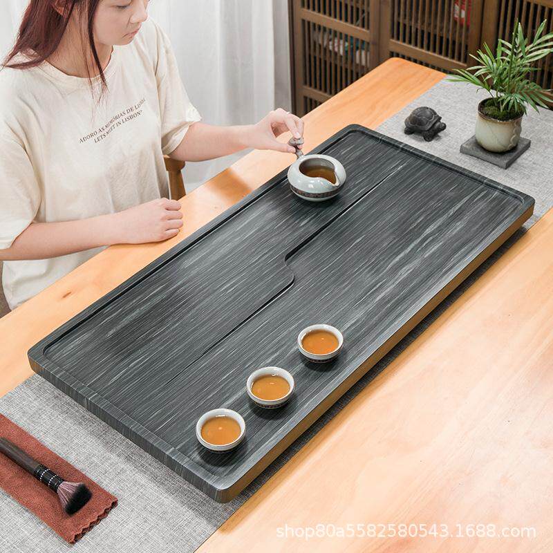 天然皇庭玉石茶盘整块石头茶台木纹石简约家用高端石材茶海刻字