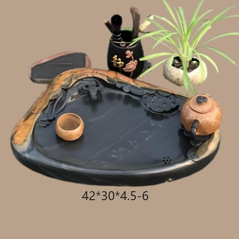 自然砚石材料现代小号家用茶盘新中式茶具轻奢功夫高档石茶台