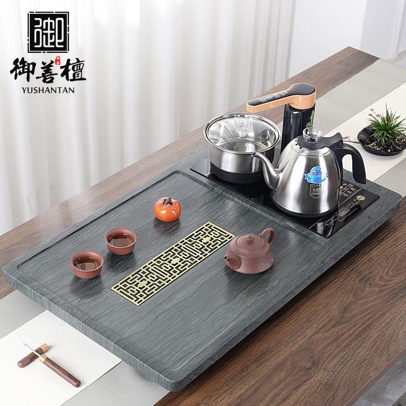 皇庭绿纹石茶盘全自动四合一烧水壶组合茶具套装简约天然整块茶台