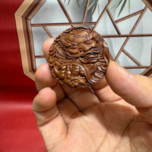 枣木吊坠牌天师钟馗把件挂件挂坠原木文玩木质木艺木质把件