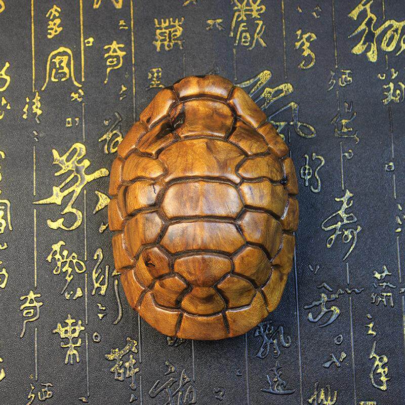 雷击枣木龟甲摆件工艺文玩木雕富甲天下龟壳摆件把玩件精雕手把件