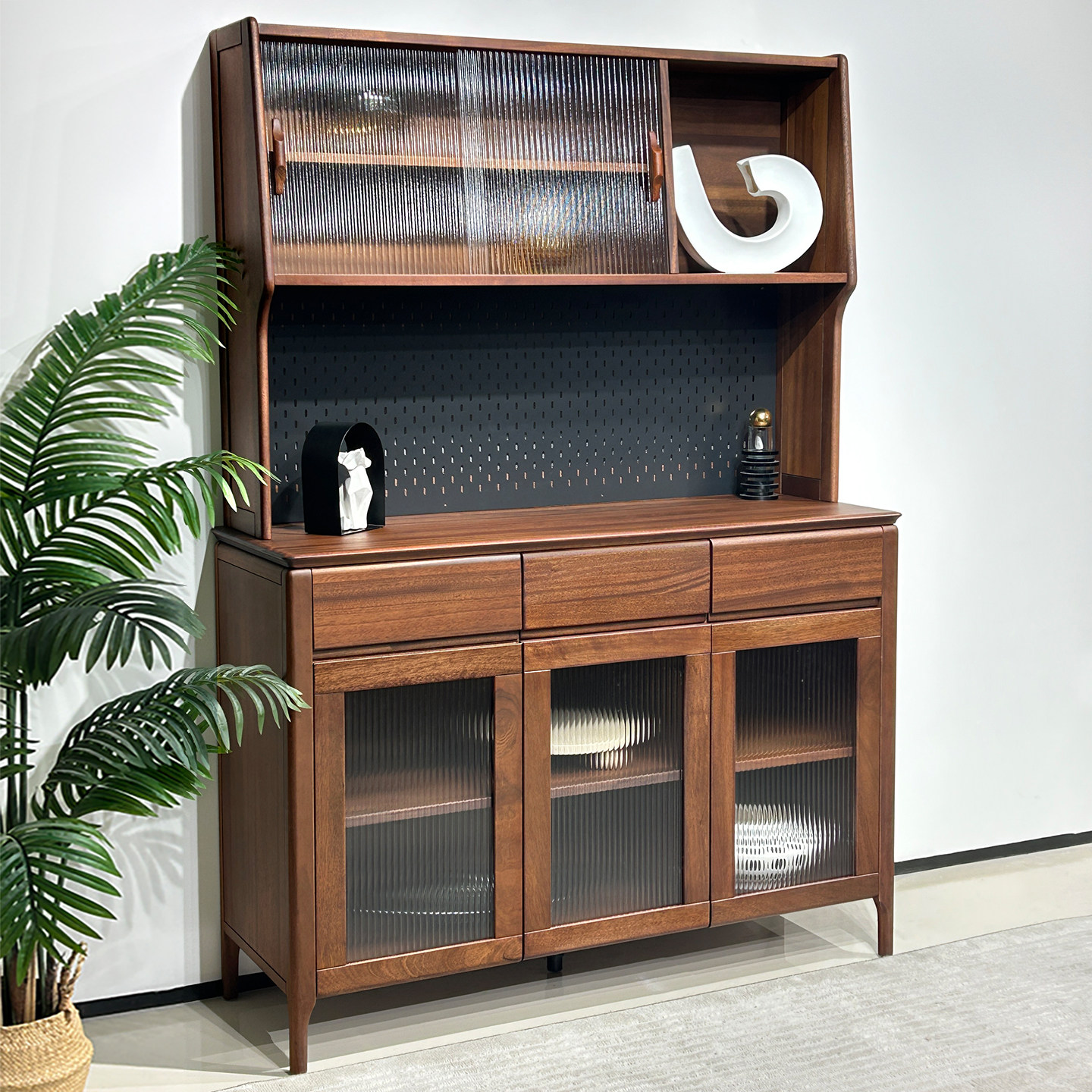 现代简约全实木餐边柜靠墙一体客厅收纳柜餐厅储物橱柜酒柜置物柜