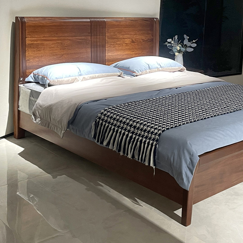 全实木床1.8米胡桃木1.5m床现代简约卧室家具双人大床主卧婚床
