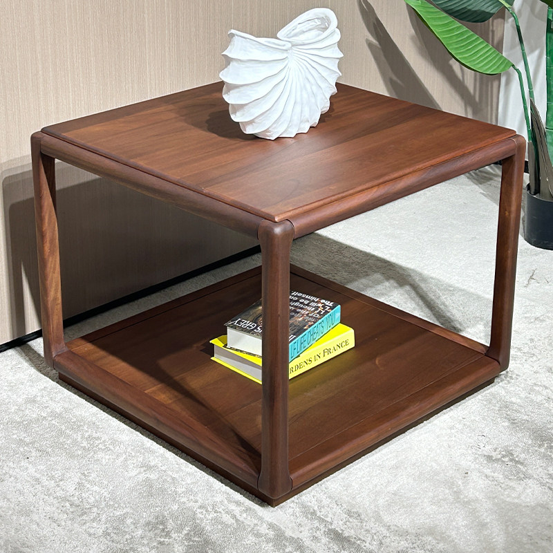 全实木方几现代简约家用客厅沙发边几角几核桃木茶几小桌子新款