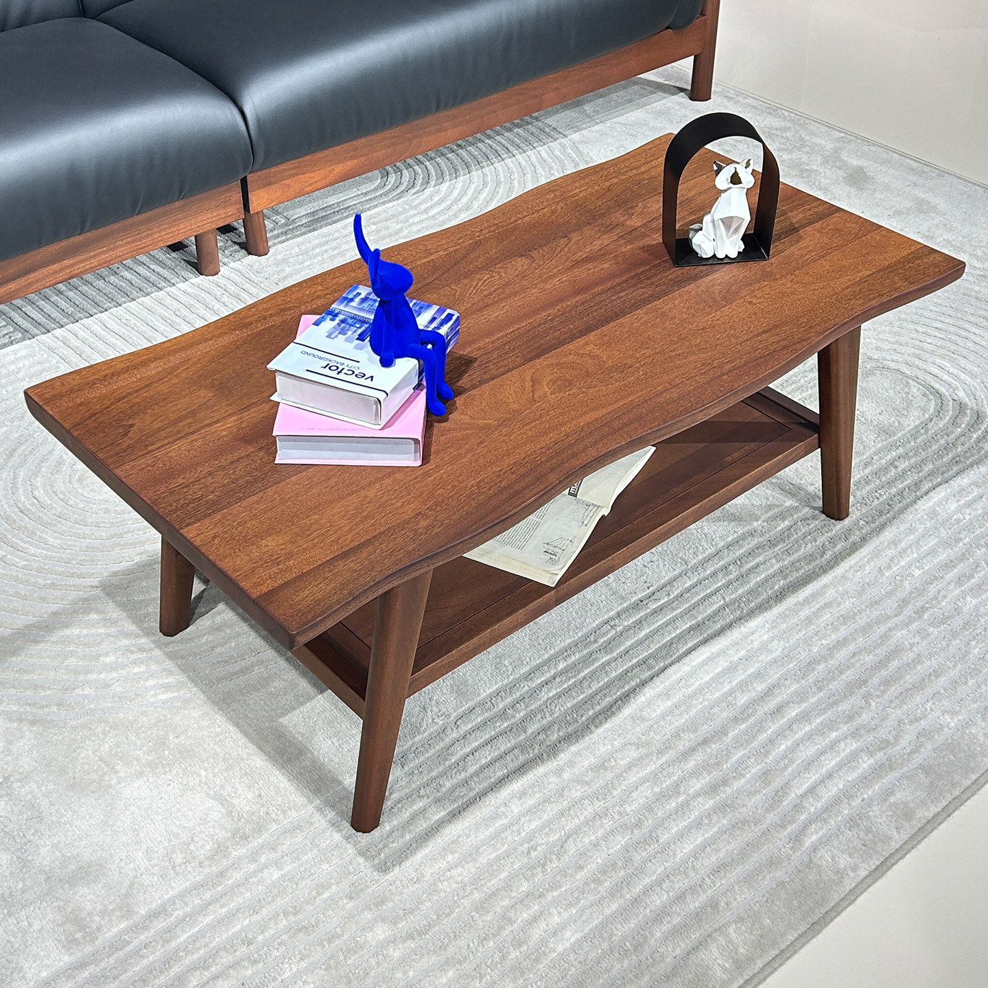 全实木茶几客厅家用茶桌现代简约小户型茶台核桃木设计感2026新款