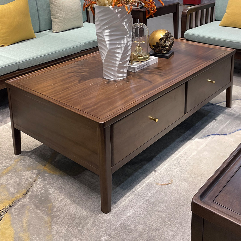 全实木茶几现代简约客厅胡桃木长方形茶桌小户型家用茶台轻奢