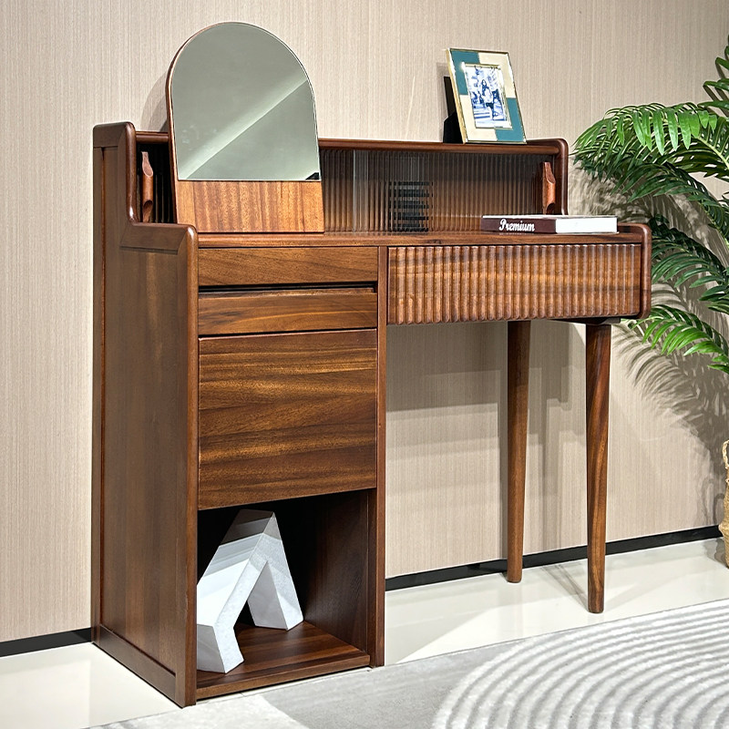 全实木梳妆台现代简约卧室家用化妆桌子小户型收纳柜一体2026新款