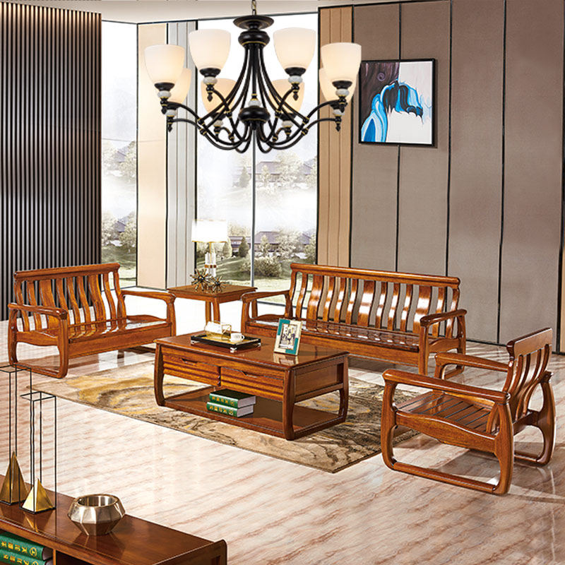 全实木沙发客厅金丝胡桃木现代中式小户型单两三人位冬夏两用沙发