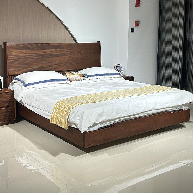 全实木床卧室1米8双人大床1米5悬浮床风琴床现代简约中古2026