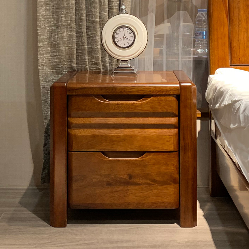 胡桃木床头柜中式卧室家具收纳柜小型储物柜全实木床边柜抽屉柜