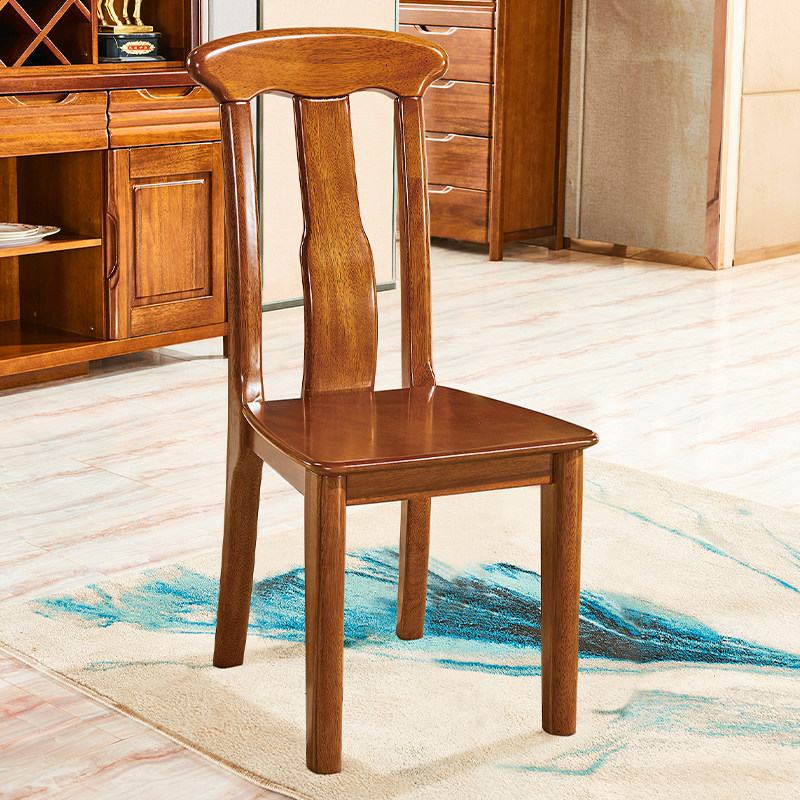 全实木椅子餐椅家用靠背椅简约现代中式书椅木质加厚胡桃木餐桌椅