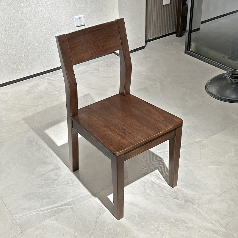 胡桃木餐椅家用简约现代凳子靠背椅休闲加厚木质整装全实木椅子