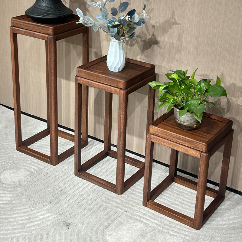 现代简约全实木花架客厅阳台置物架边几室内落地盆景花架子新款