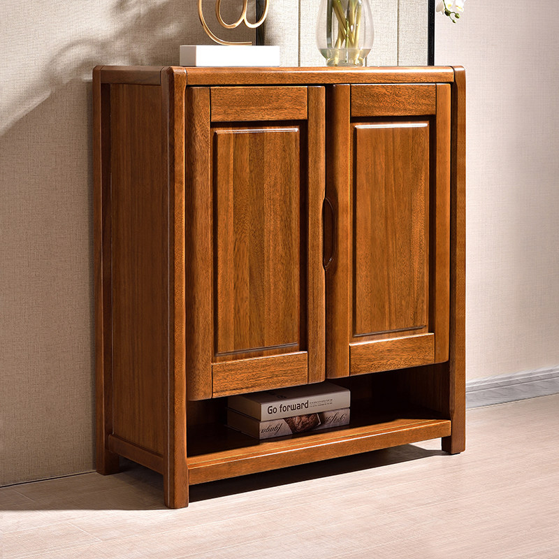 全实木鞋柜家用门口入户入门高端中式有门新款小户型胡桃木玄关柜