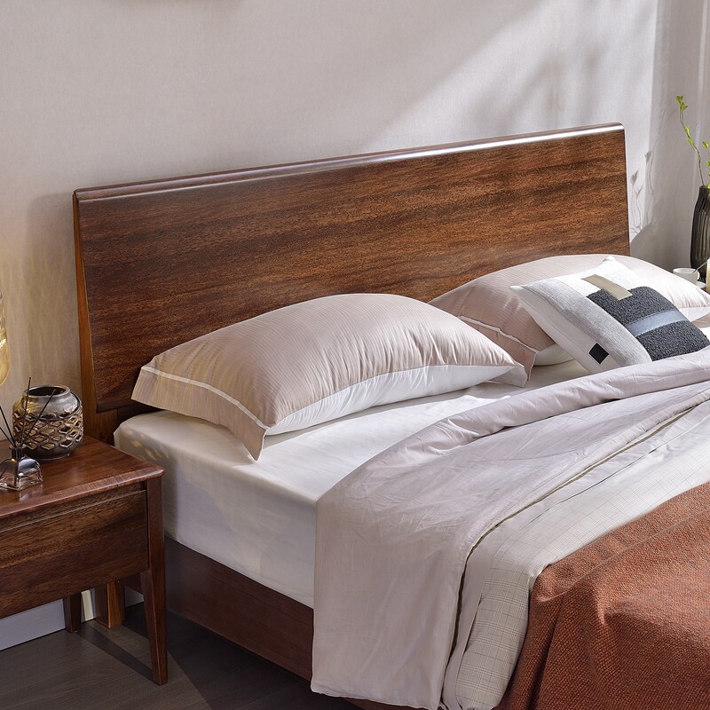 全实木床1.8主卧胡桃木1米5双人床简约现代卧室1.2m单人床小