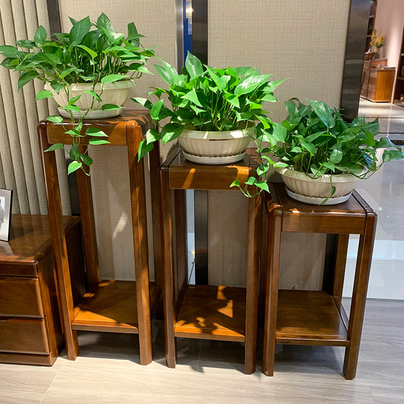 全实木花架客厅室内现代中式胡桃木2025新款高端木质落地置物架