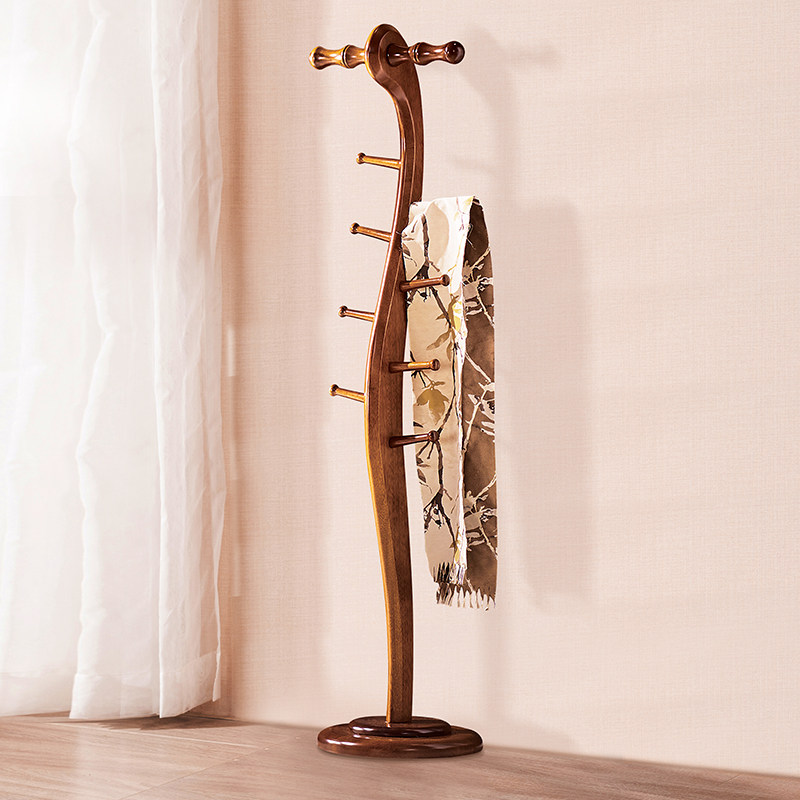全实木衣帽架胡桃木客厅现代中式卧室立式成人简易架子落地挂衣架