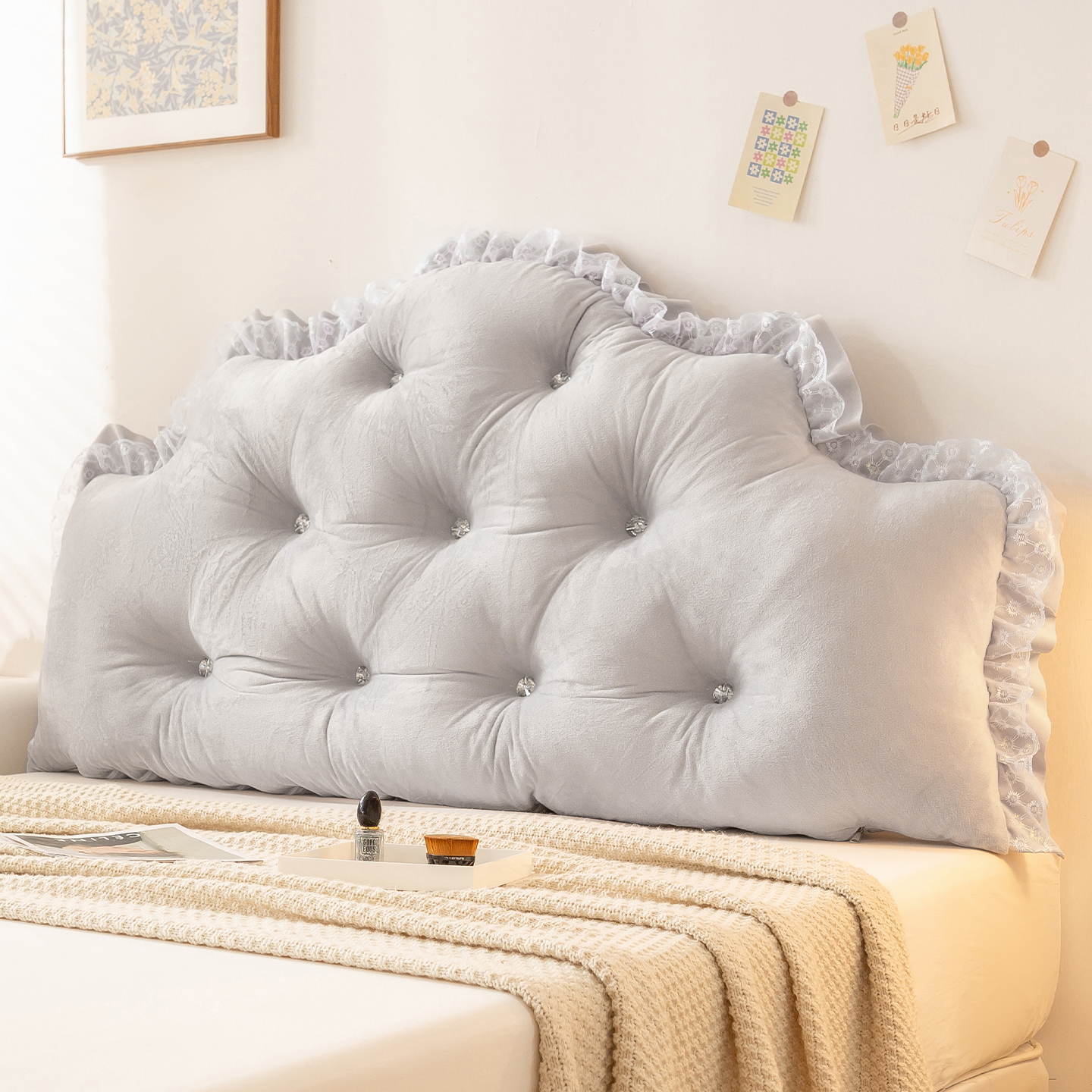 轻奢床头软包大靠背卧室床上靠枕