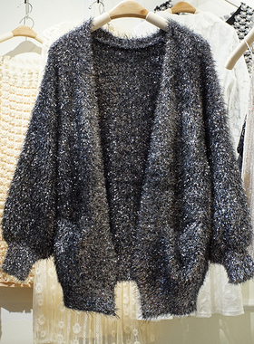 清货女装外套秋冬新款韩版开衫宽松bling亮晶晶毛衣针织衫上衣潮