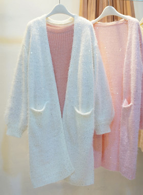秋冬新款潮人毛绒绒闪亮针织衫