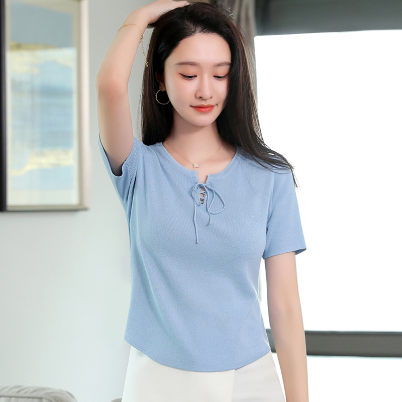 冰丝短袖t恤女设计感小众别致夏