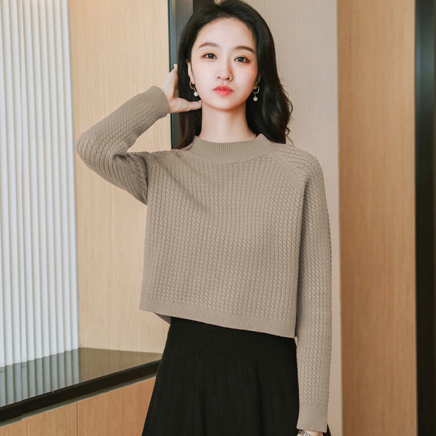 半高领短款毛衣女冬季加厚宽松高级感小个子针织衫上衣内搭打底衫,女装/女士精品,毛针织衫,淘宝优惠券,粉丝福利购,淘宝优惠卷