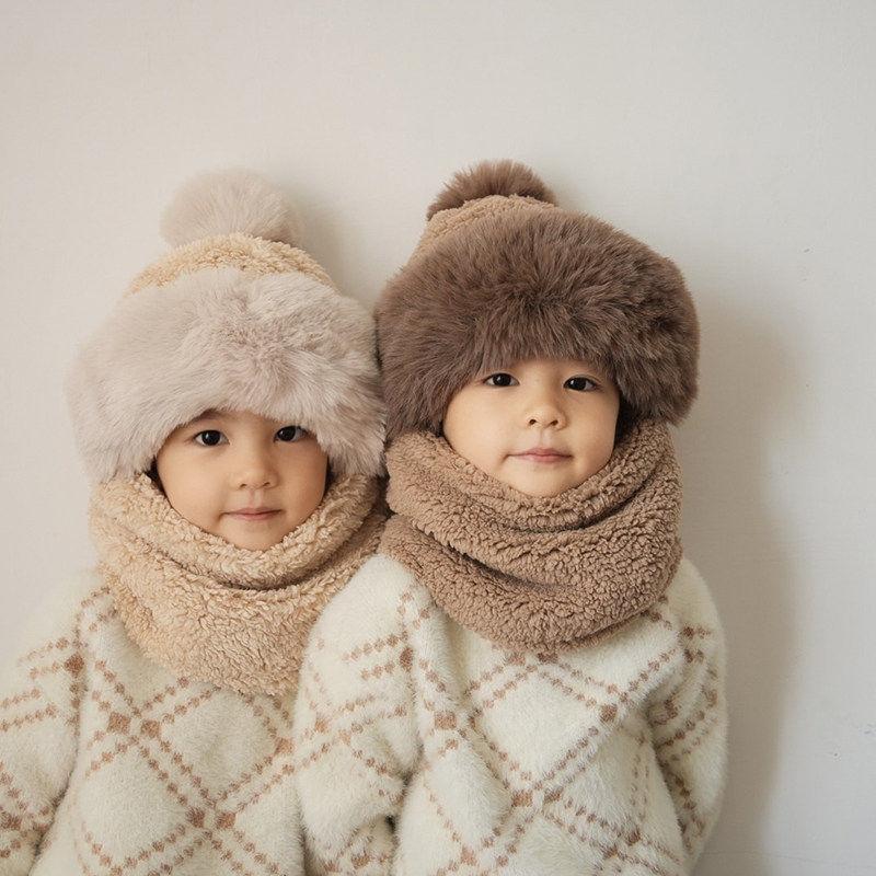 儿童帽子秋冬2025新款男女童围巾一体宝宝保暖加厚围脖可爱护耳帽,童装/婴儿装/亲子装,多件套 帽子、围巾、手套等组合,淘宝优惠券,粉丝福利购,淘宝优惠卷