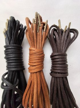 棕色方油蜡棉质鞋带四角油蜡编织蜡带适配中高帮马丁靴伞兵工装靴