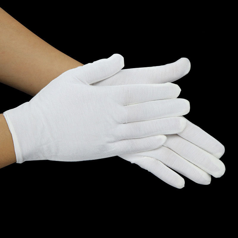白色手套纯棉中厚款男女作业劳保文玩盘珠防汗布开车白棉礼仪手套